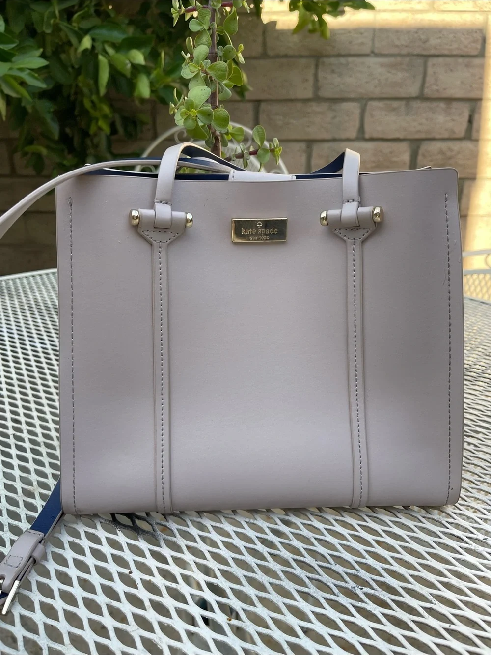 kate spade New York Taupe/Navy Tote